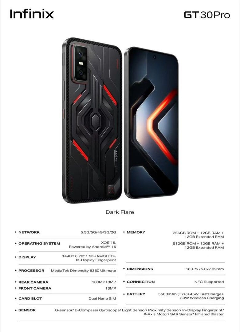 Infinix GT 30 Pro (24GB RAM / 256GB) - جديد